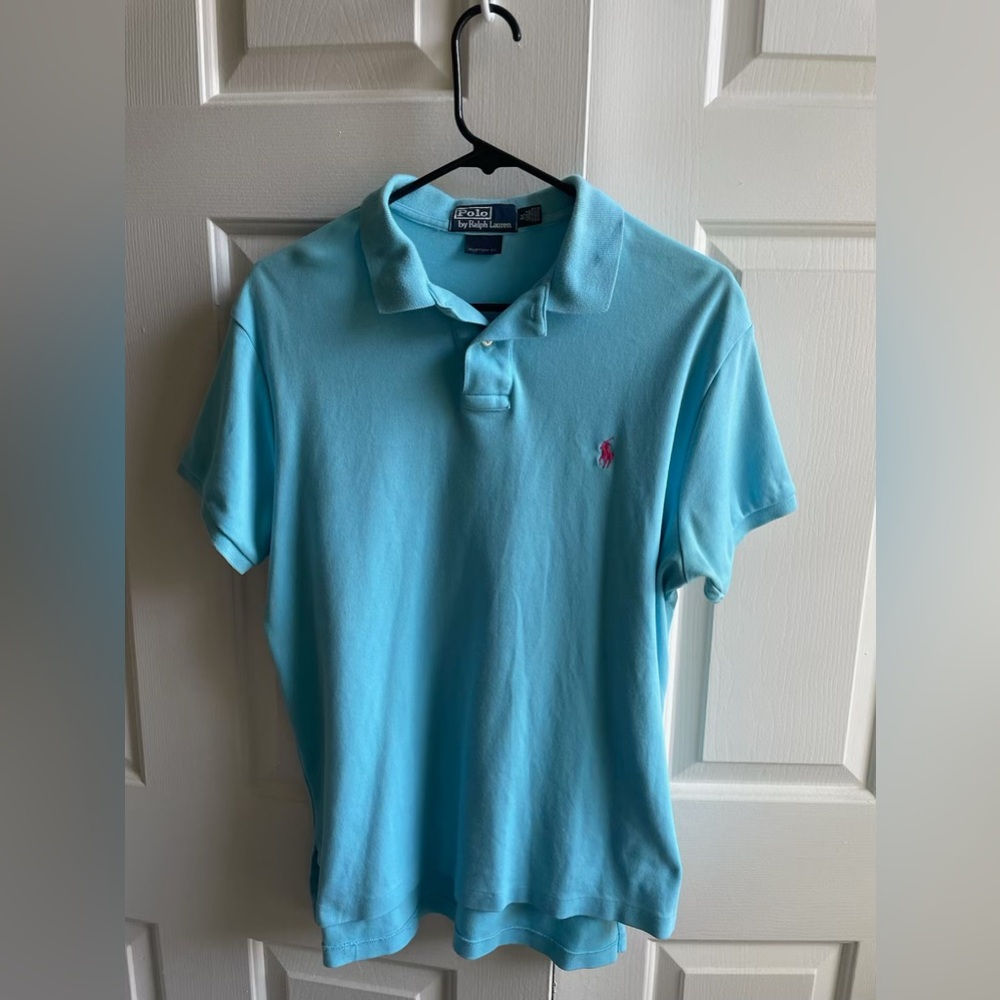 Polo by Ralph Lauren Men's Light Blue Custom Fit Polo Shirt